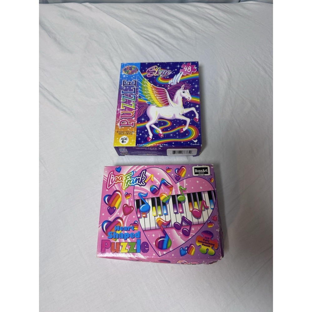 2x Lisa Frank Heart Shaped Puzzle Rose Art 1992 Vintage Piano - Missing Pieces